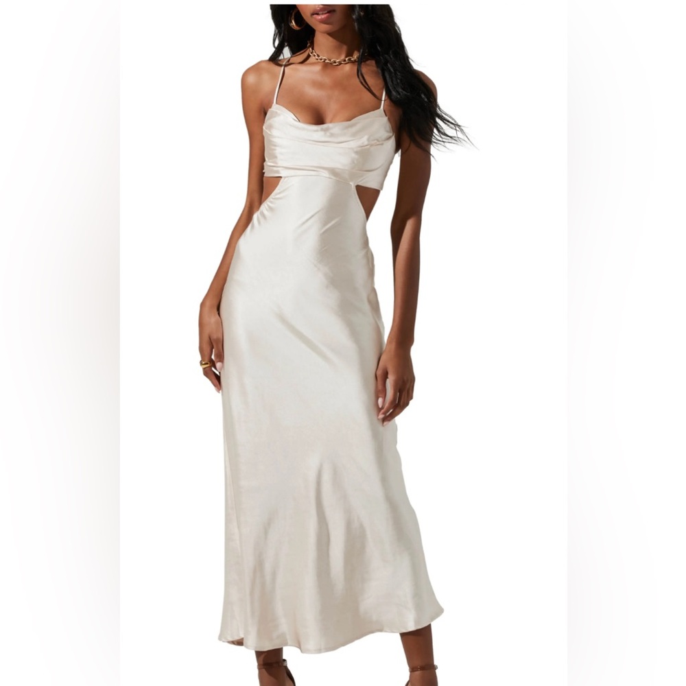 Champagne open back midi dress